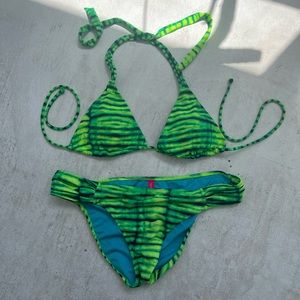 Early 2000s Victoria’s Secret Tie Dye Lime Green Bikini